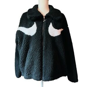 Nike Women's Black Sherpa Oversized Jacket Size Medium